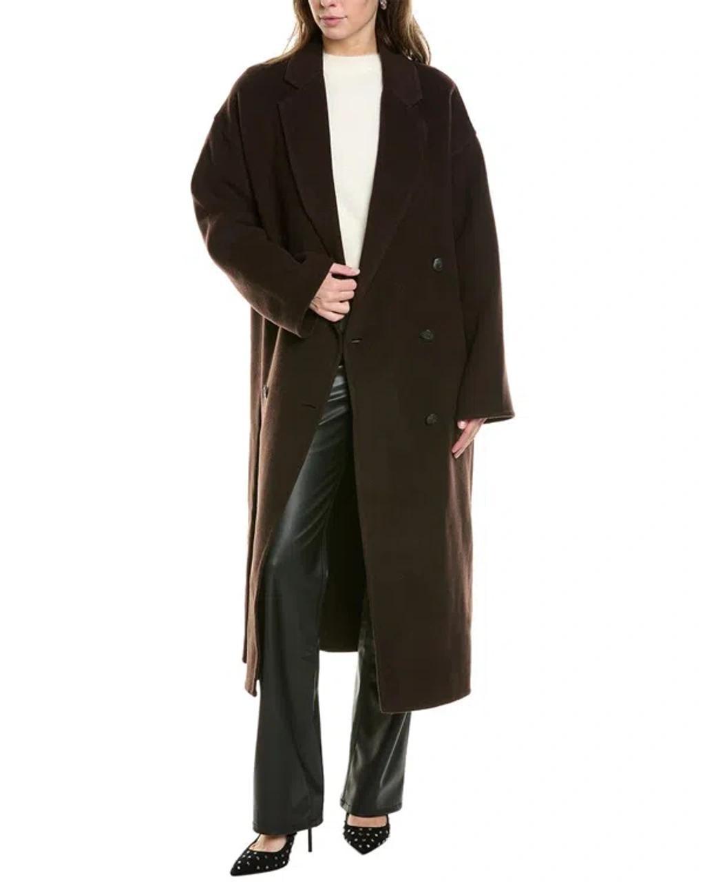 Thea Italian Wool-blend Coat In Brown Product Image