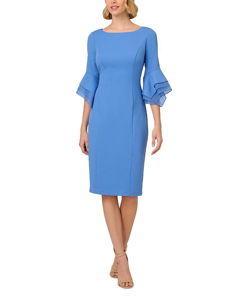 Adrianna Papell Tiered Sleeve Crepe Dress Product Image