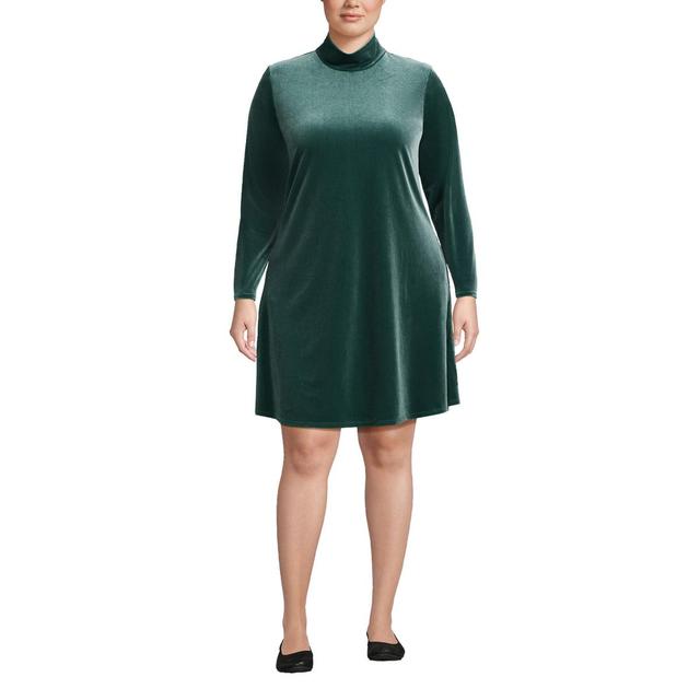 Womens Lands End Long Sleeve Velvet Turtleneck Dress Product Image