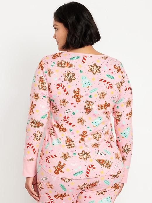 Printed Waffle Pajama Top for Women Product Image