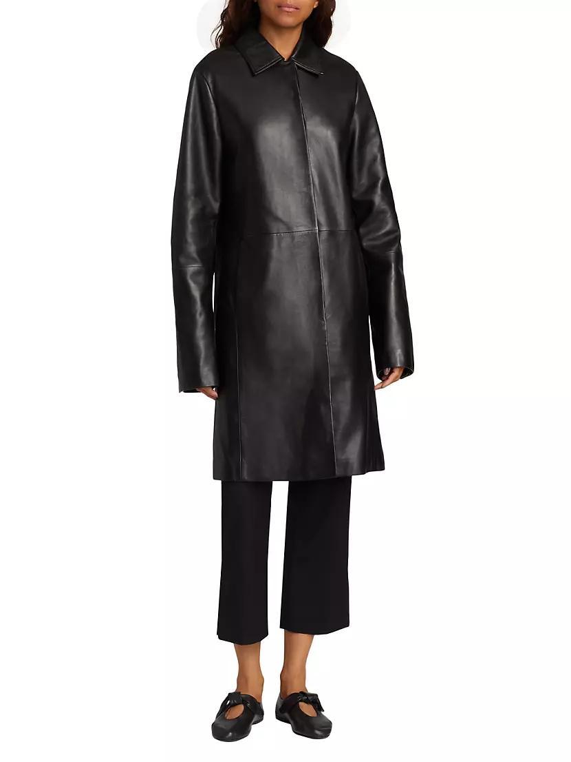 Leather Knee-Length Coat Product Image