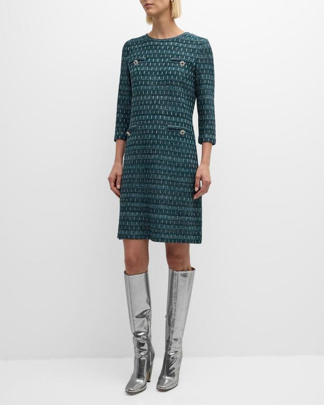 Misook Metallic Tweed Shift Sweater Dress Product Image