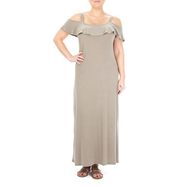 Womens Nina Leonard Print Cold-Shoulder Maxi Dress Brown Product Image