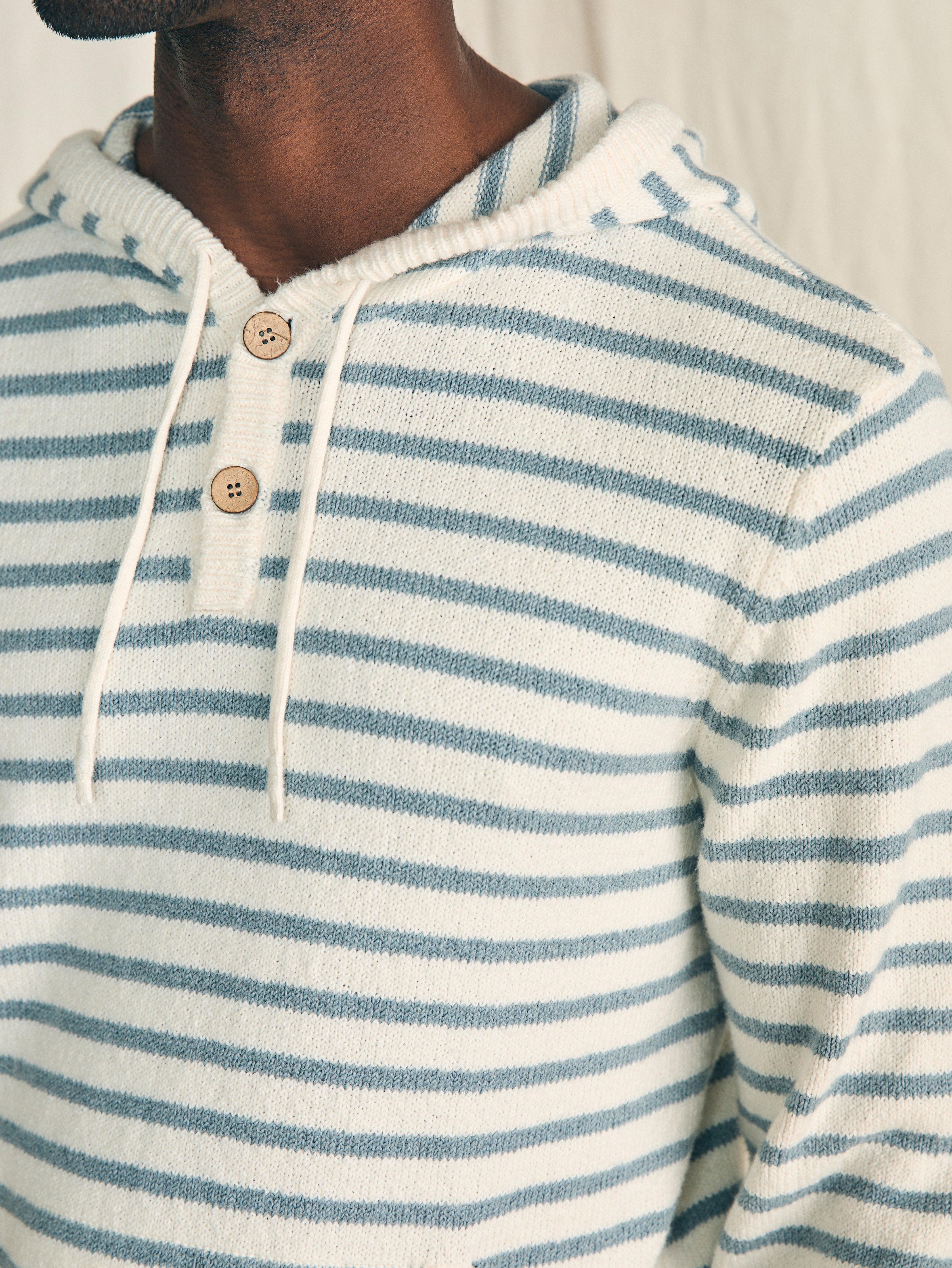 Cove Sweater Hoodie - Ivory Chambray Stripe Male Product Image