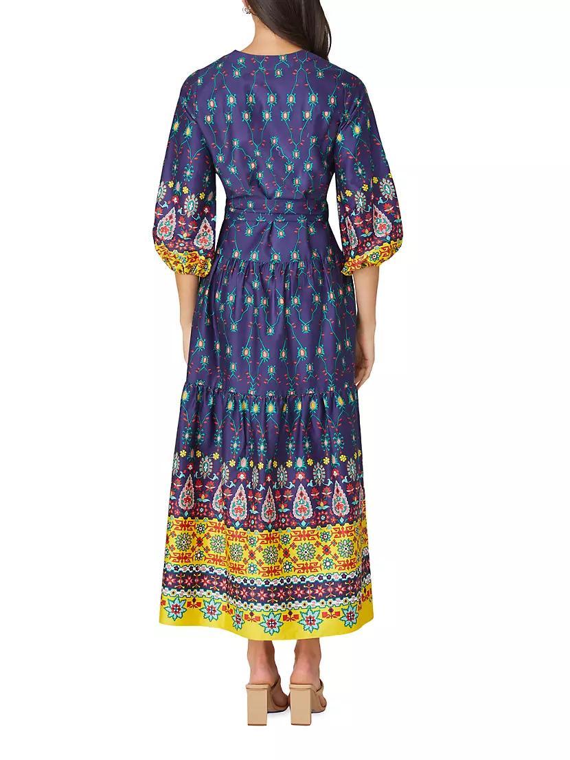 Clare Printed Puff-Sleeve Midi-Dress Product Image