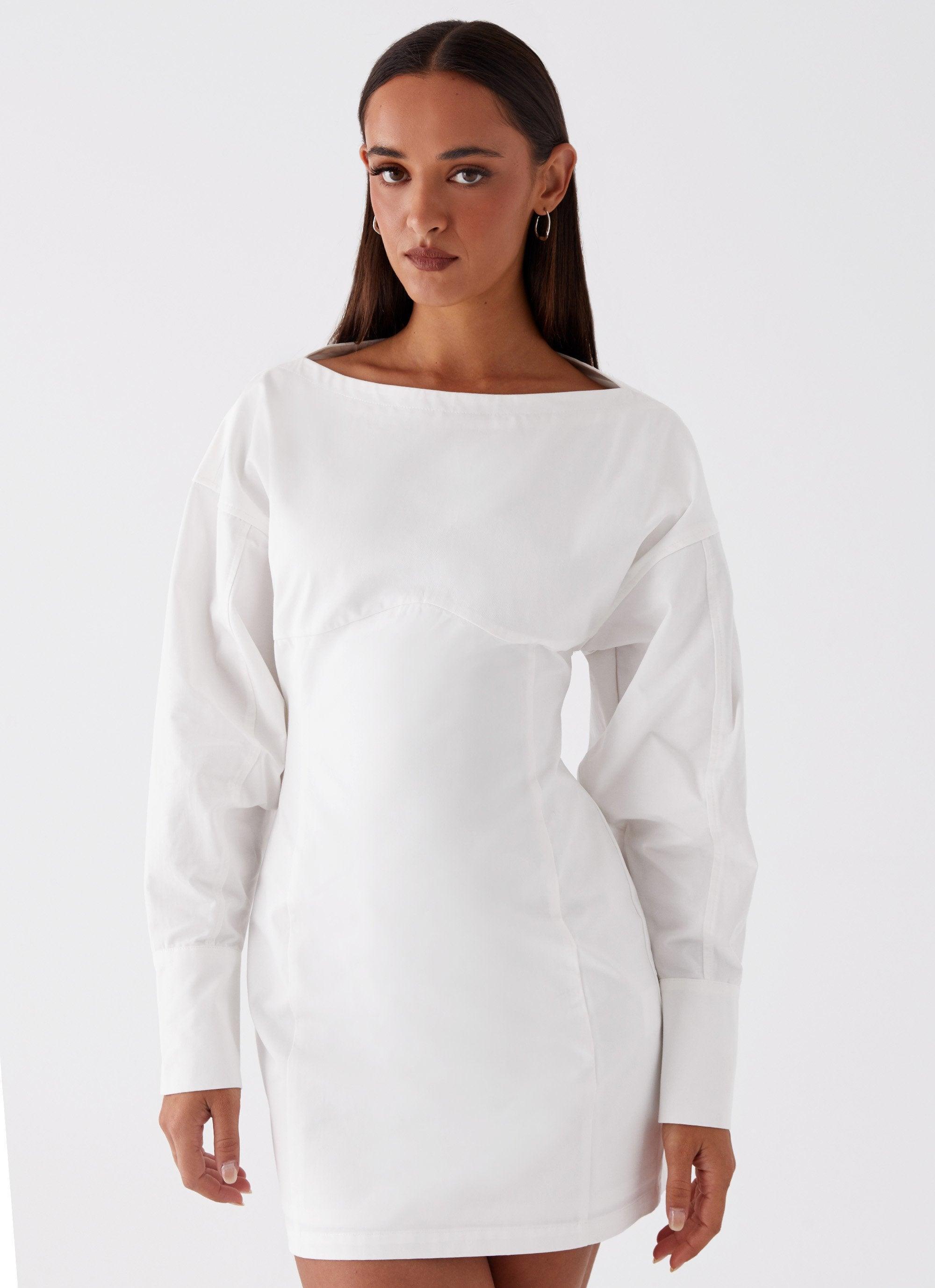 Dynasty Shirt Mini Dress - White Product Image