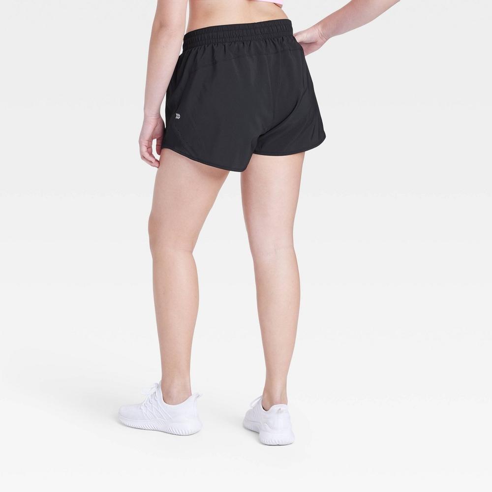 Womens Woven Mid-Rise Run Shorts 3 - All In Motion Black Product Image