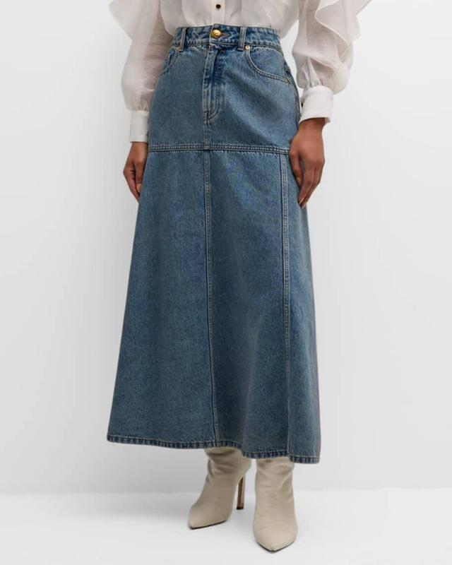 Illustration Denim Midi Skirt Product Image