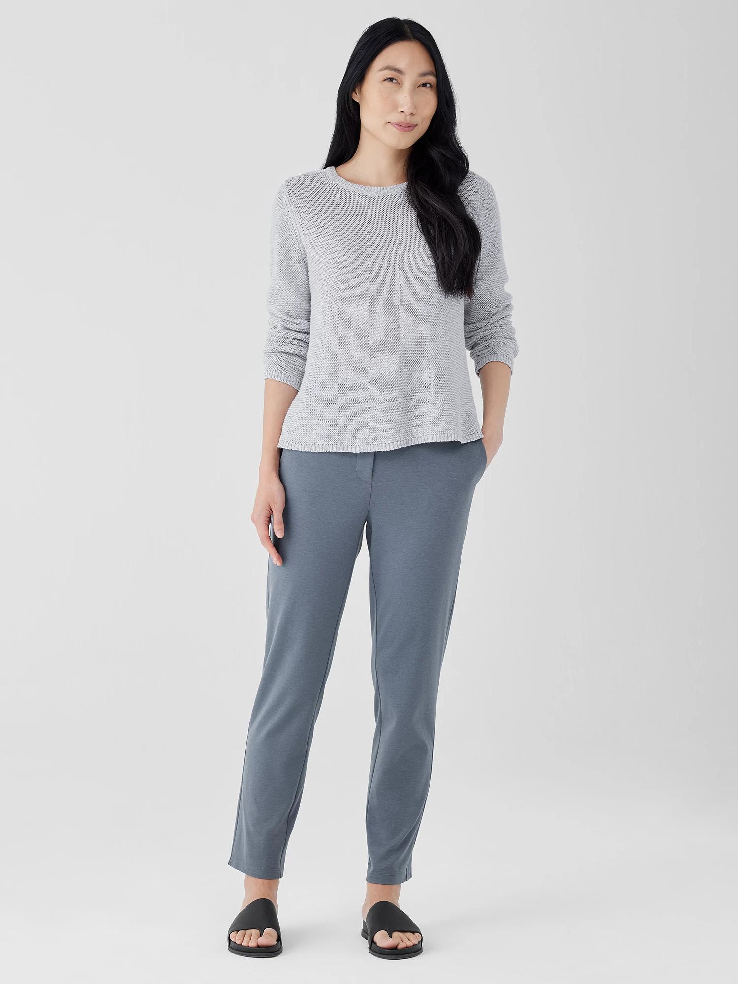 EILEEN FISHER Cotton Blend Ponte High-Waisted Slim Pantfemale Product Image