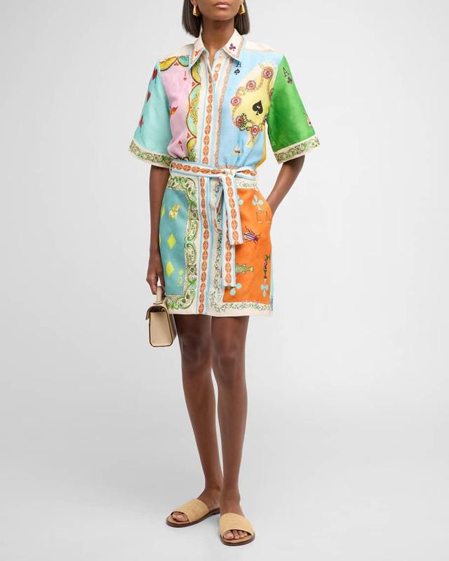 Rummy Scarf-Print Linen-Blend Mini Dress Product Image