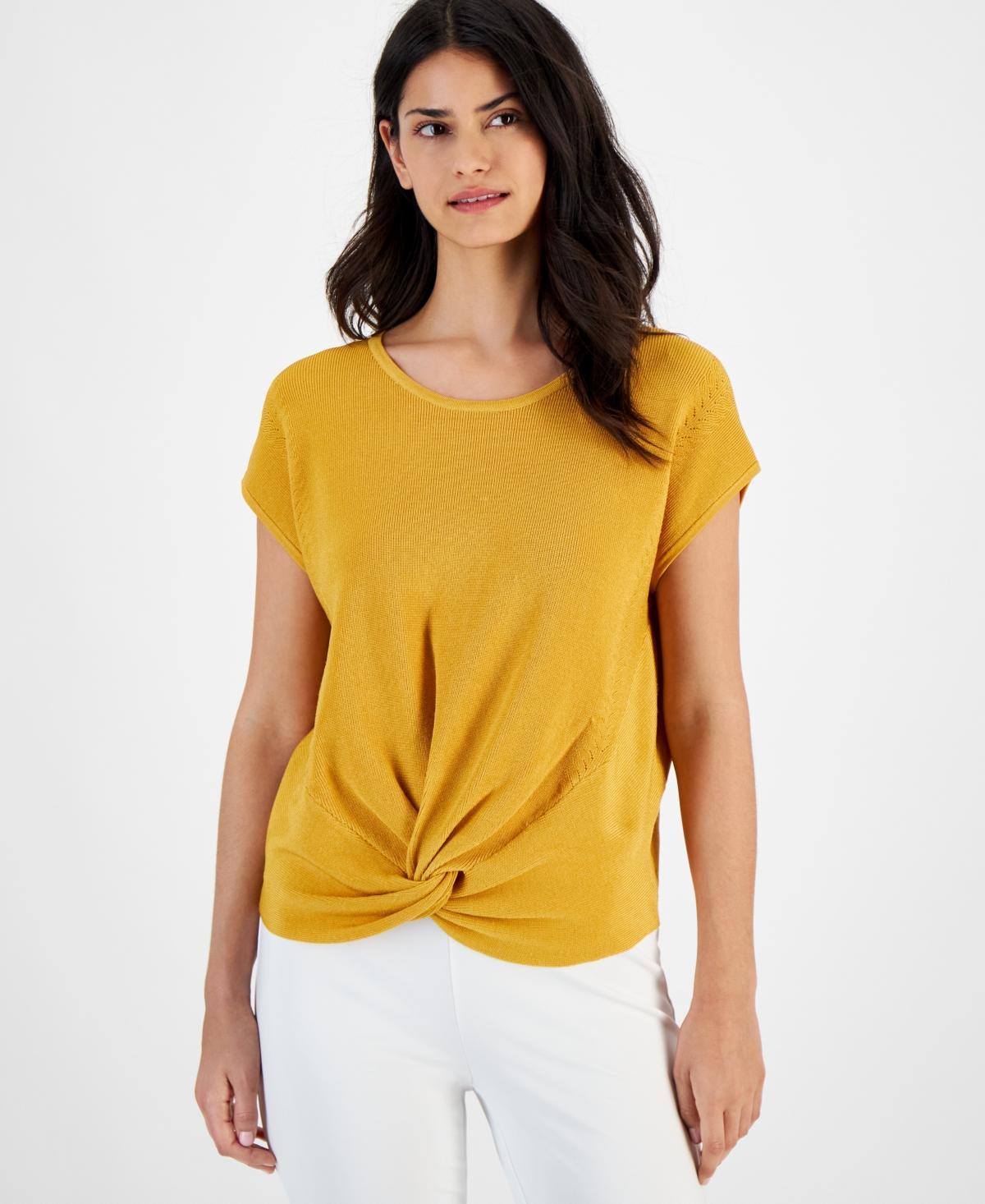 T Tahari Womens Twist-Hem Dolman-Sleeve Top Product Image