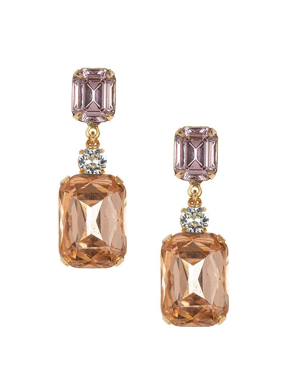 Womens Justine 18K Gold-Plated & Glass Crystal Drop Earrings Product Image