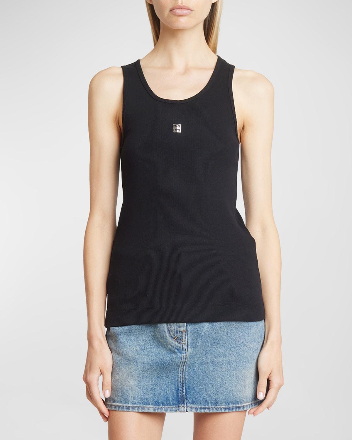 Ribbed Tank Top with Logo Detail Product Image