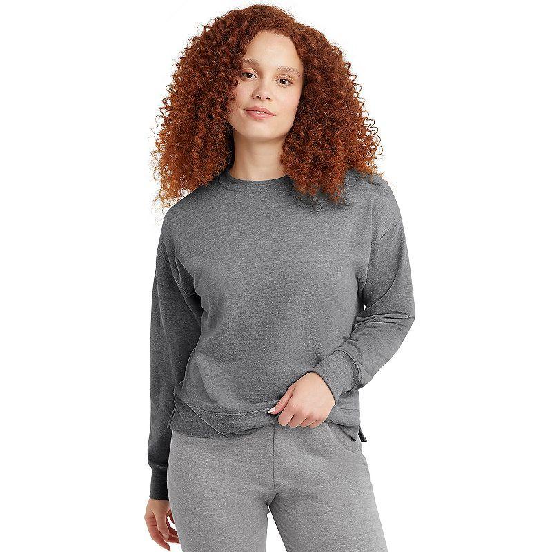 Womens Hanes Originals French Terry Sweatshirt Black 50r Pe Grey Product Image