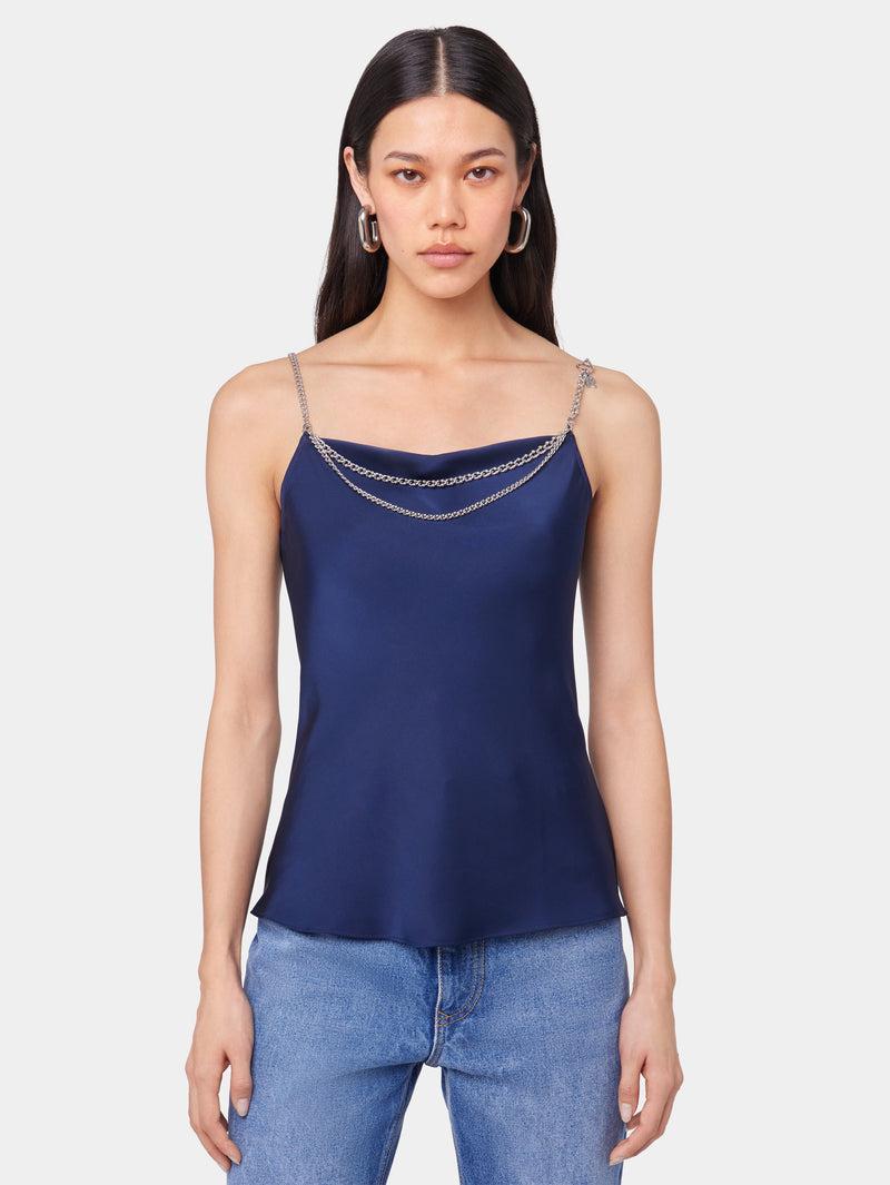 BLUE NAVY TANK TOP IN SATIN Product Image