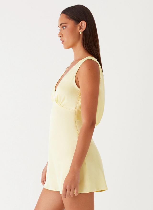 Veena Satin Mini Dress - Yellow Product Image