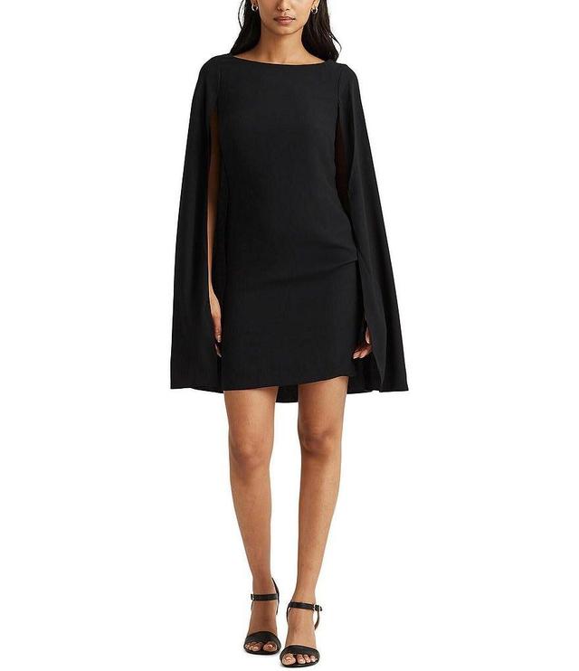 Lauren Ralph Lauren Petra Georgette Boat Neck Cape Shift Dress Product Image