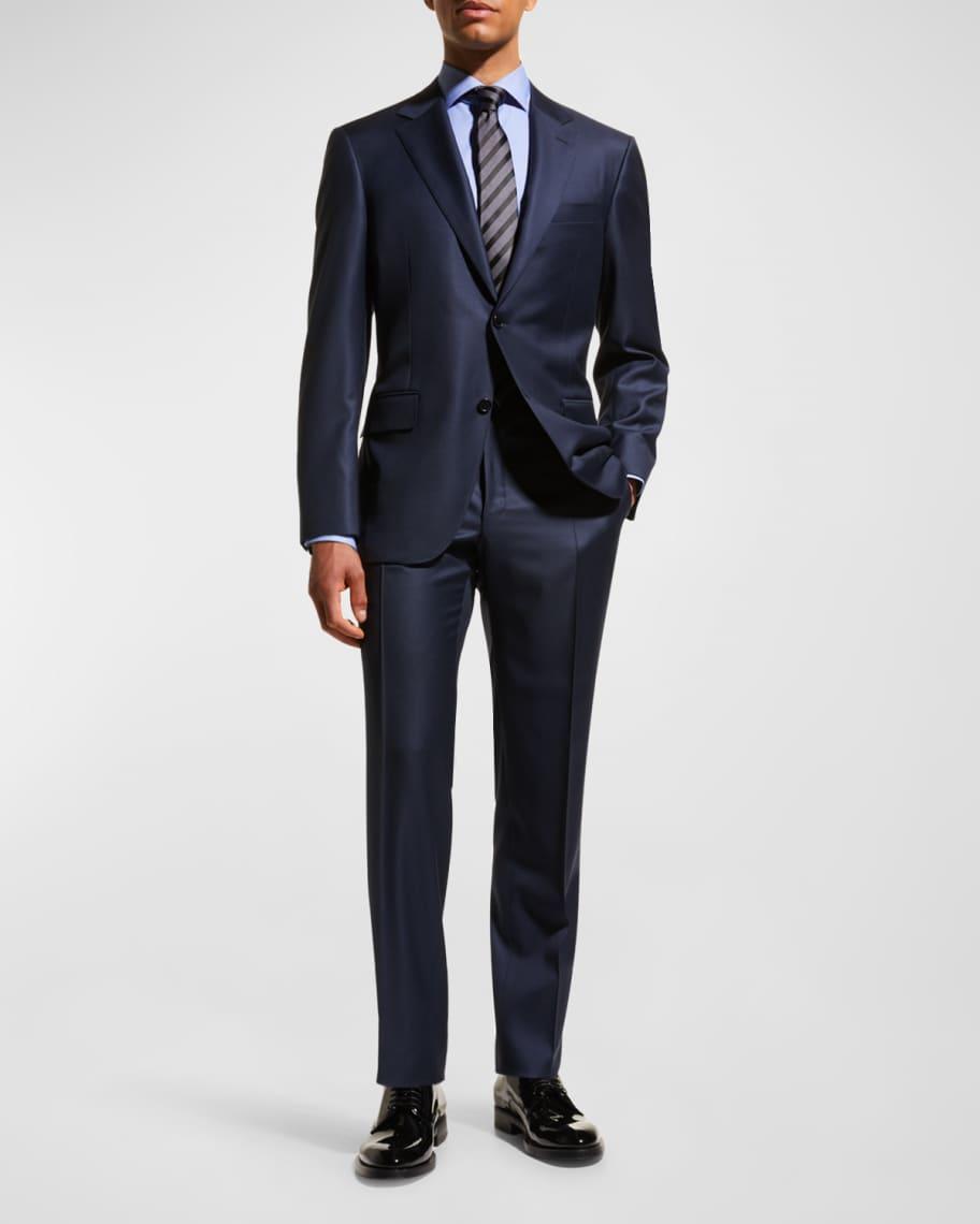 Mens Solid Wool Two-Piece Suit Product Image