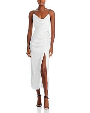 Womens Lilliana Ruched Satin Cowlneck Slipdress Product Image