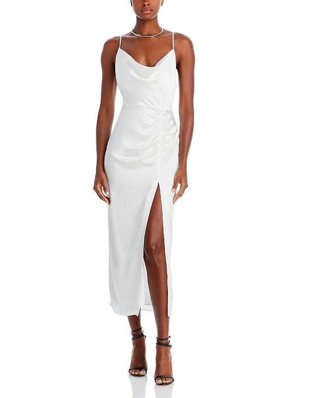 Womens Lilliana Ruched Satin Cowlneck Slipdress Product Image