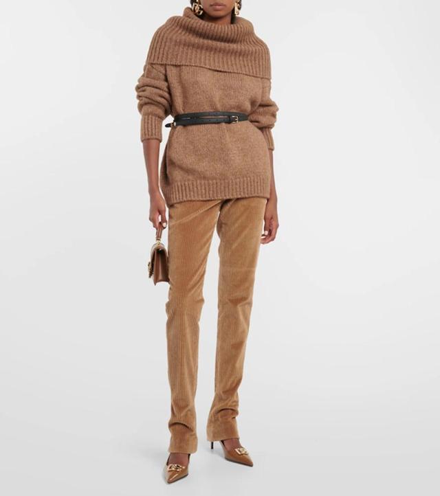 Low-rise Corduroy Slim Pants In Brown Product Image