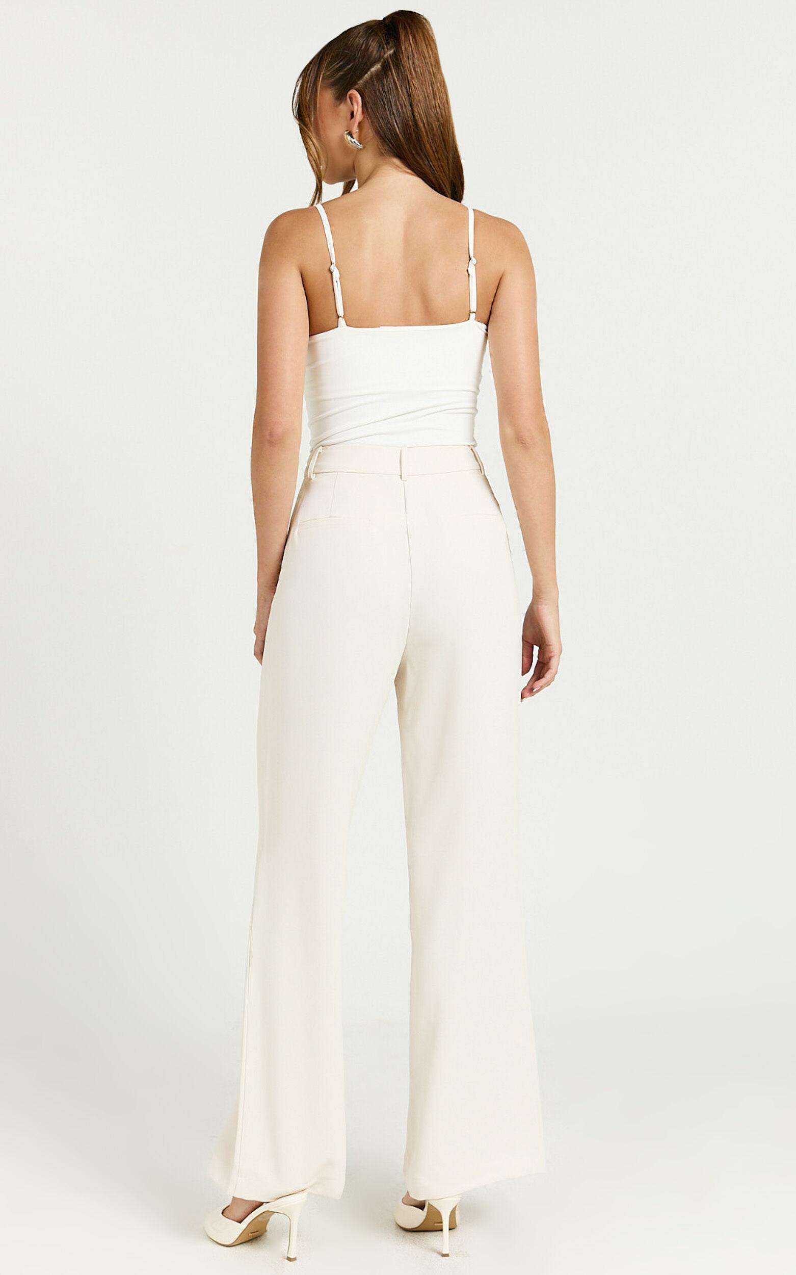 Bonnie Pants - High Waisted Tailored Wide Leg Pants in Bone Product Image