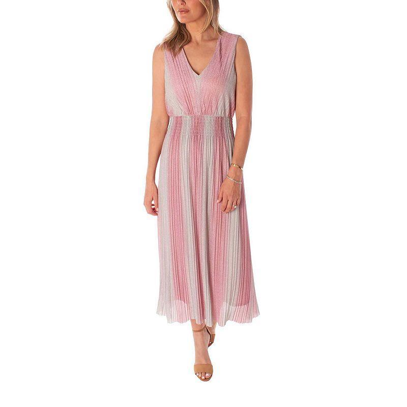 Womens Maison Tara Pleated Mesh Smocked Waist Fit & Flare Midi Dress Light Pink Product Image