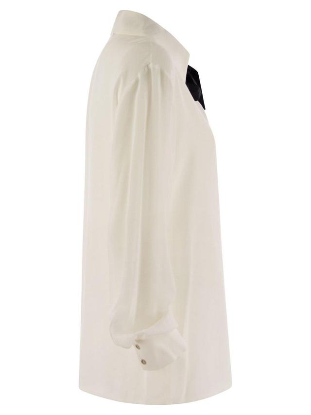 MAX MARA Studio Ubicato - Silk Blouse With Tie In White Product Image