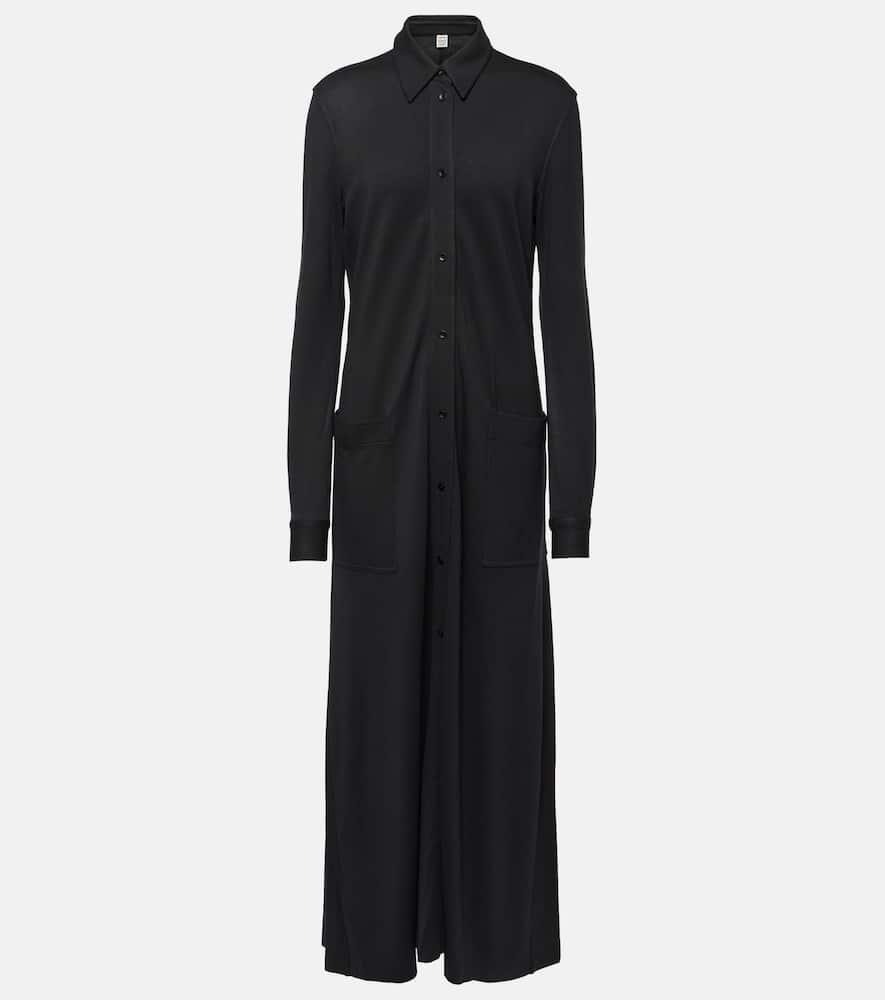 TOTÊME Flowing Jersey Shirtdress Black In 001 Black Product Image