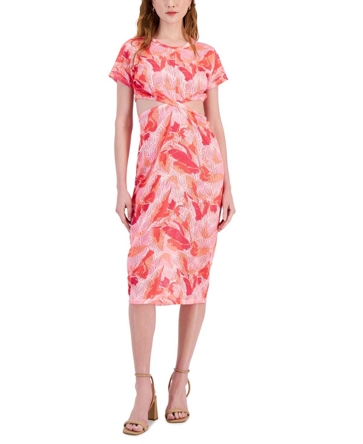 Miken Womens Twist-Front Midi Cover-Up Dress, Created for Macys - Georgia Peach Product Image