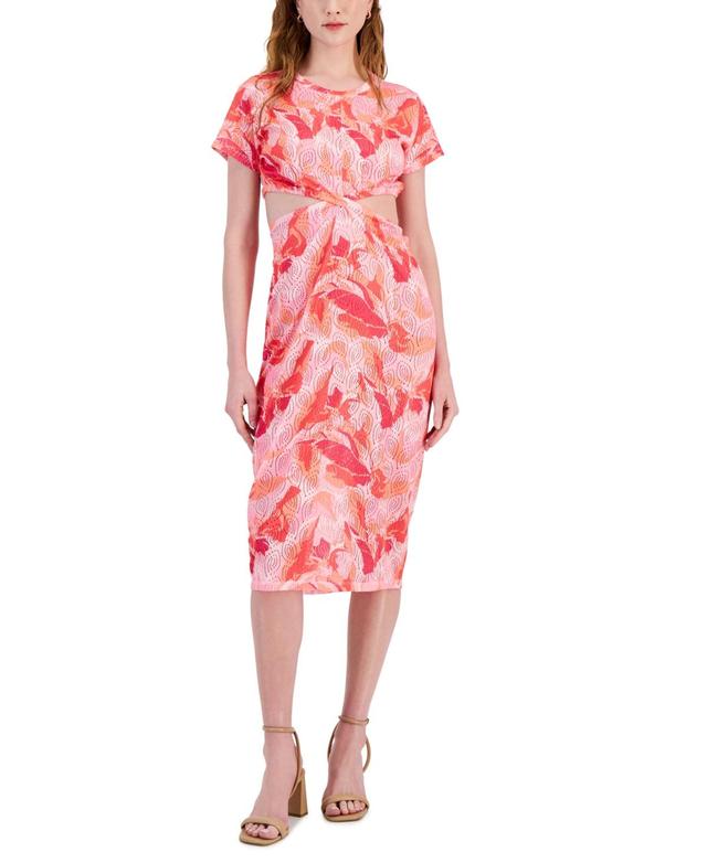 Miken Womens Twist-Front Midi Cover-Up Dress, Created for Macys - Georgia Peach Product Image