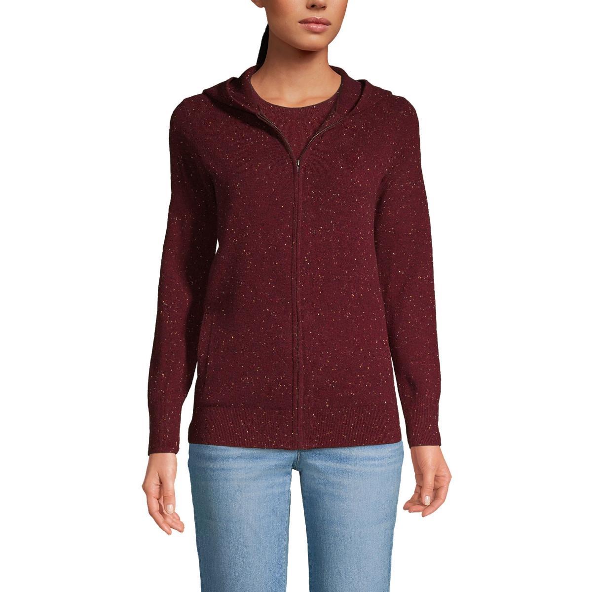 Womens Lands End Cashmere Hoodie Sweater product image