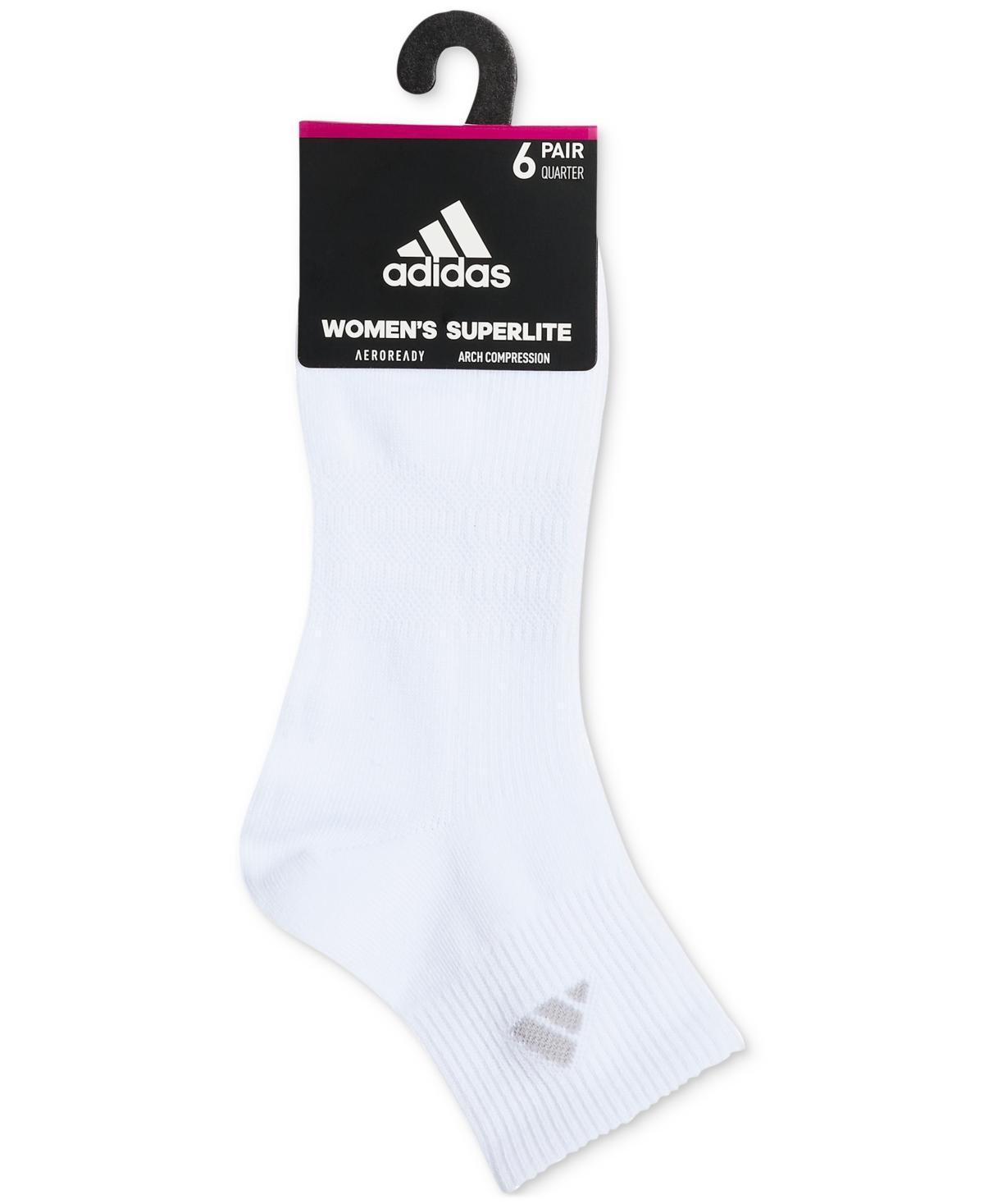 adidas Womens 6-Pk. Superlite 3.0 Quarter Socks - Grey/Yellow Product Image