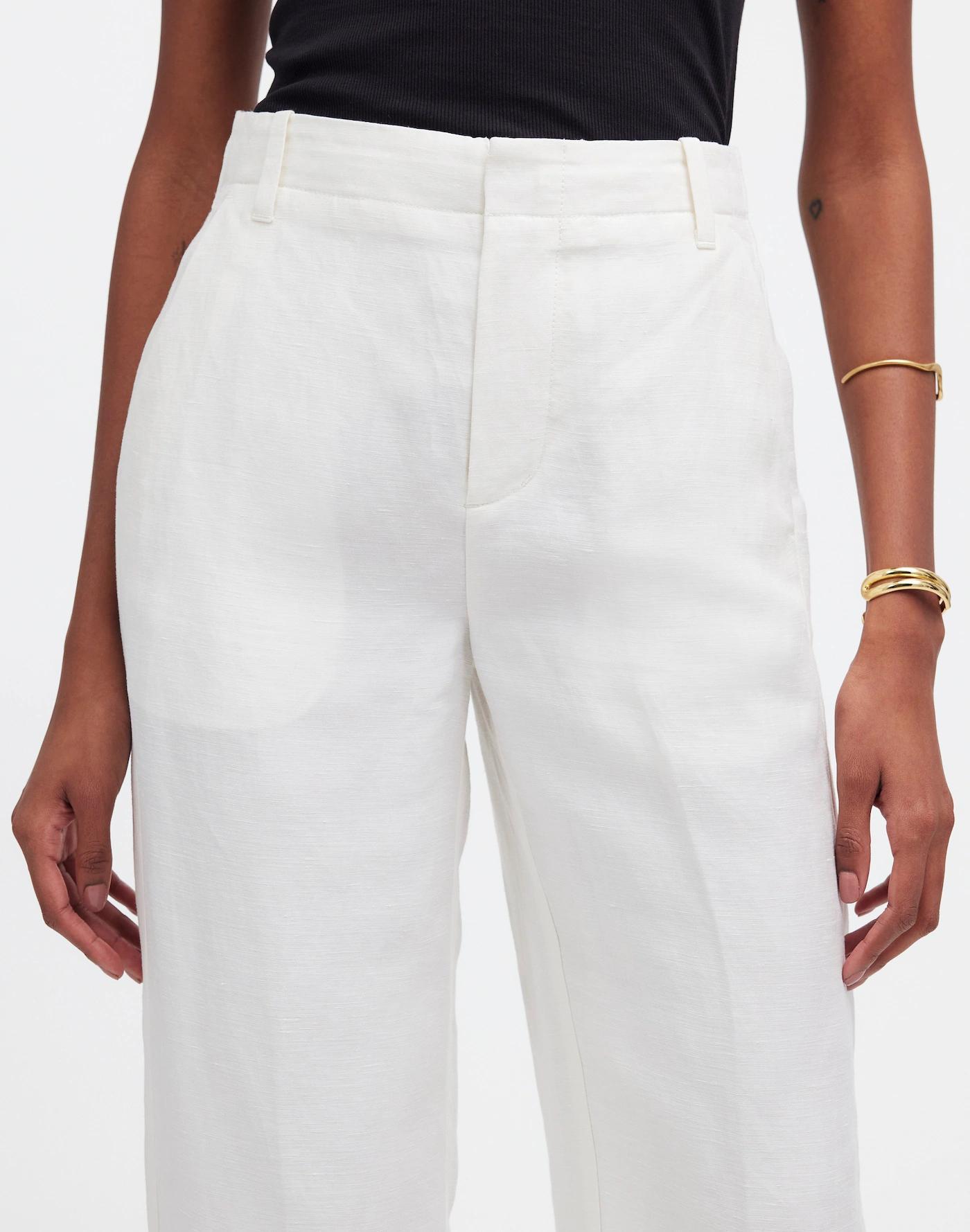 Mid-Rise Straight Pants in Linen Blend Product Image