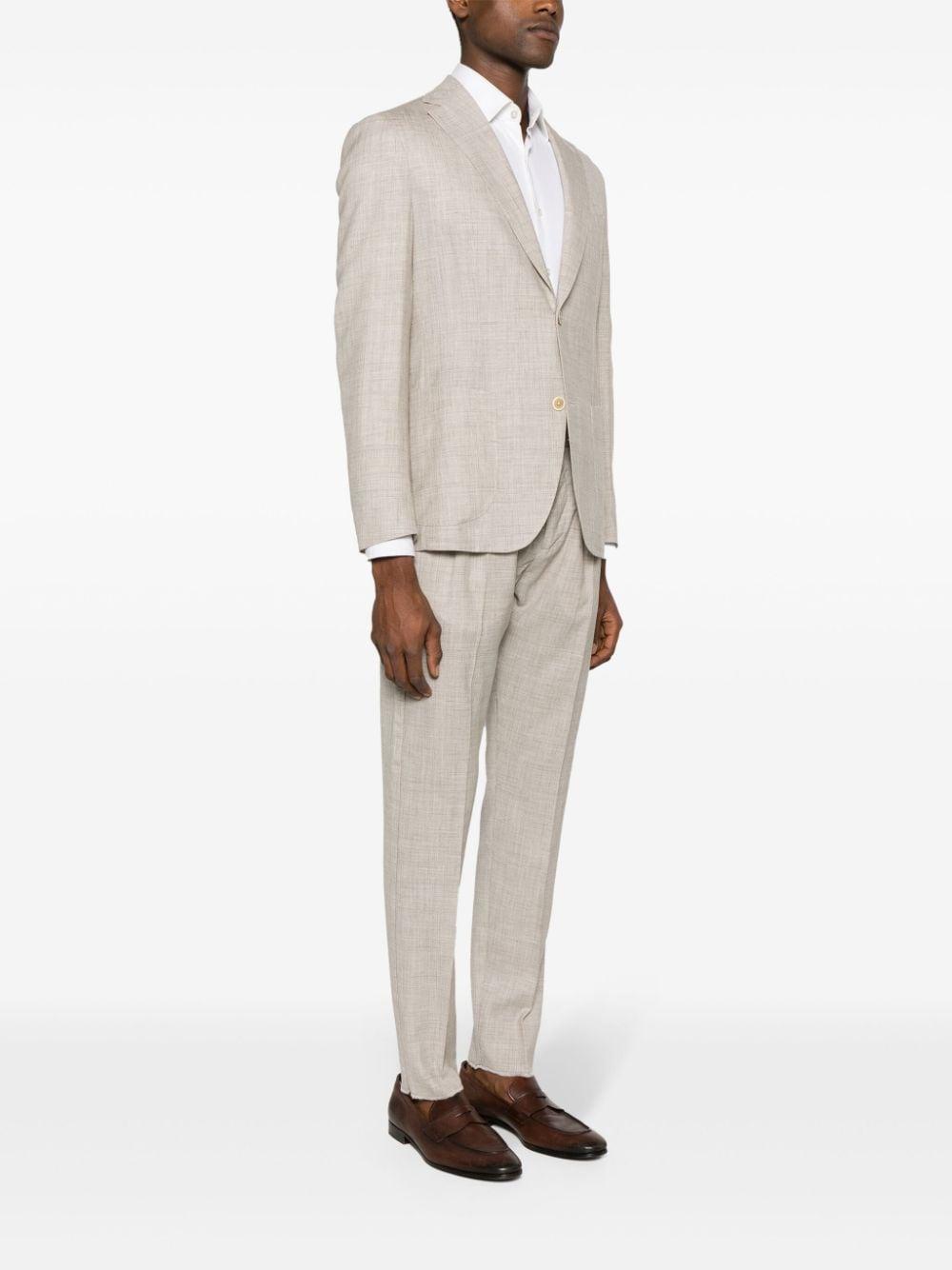 Single-breasted Wool Blend Suit In Neutrals Product Image