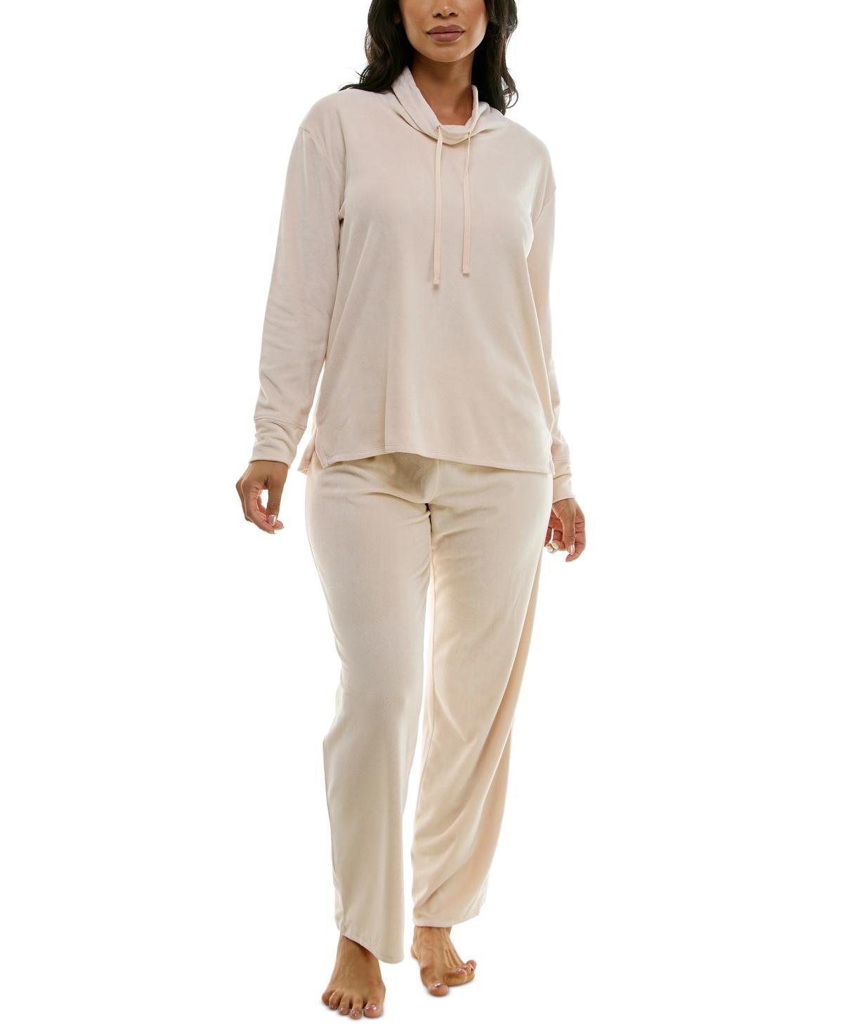 Roudelain Womens Long-Sleeve Hooded Velour Pajama Set Product Image