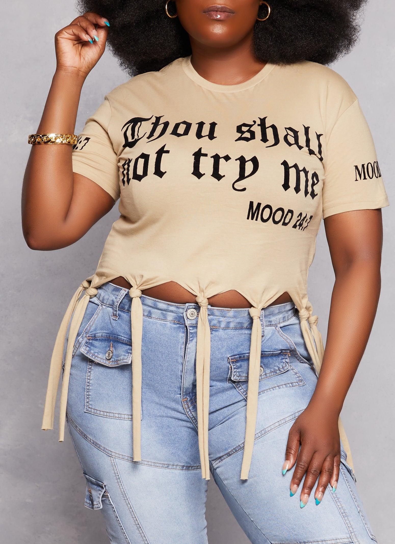 Womens Plus Size Thou Shall Not Fringe T Shirt Product Image