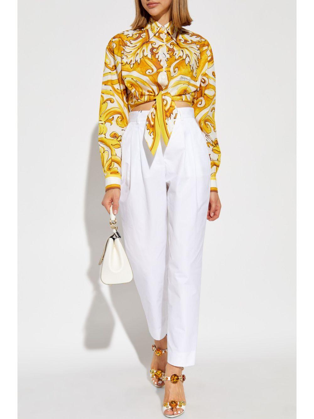 DOLCE & GABBANA Tailored Tapered Trousers In White Product Image