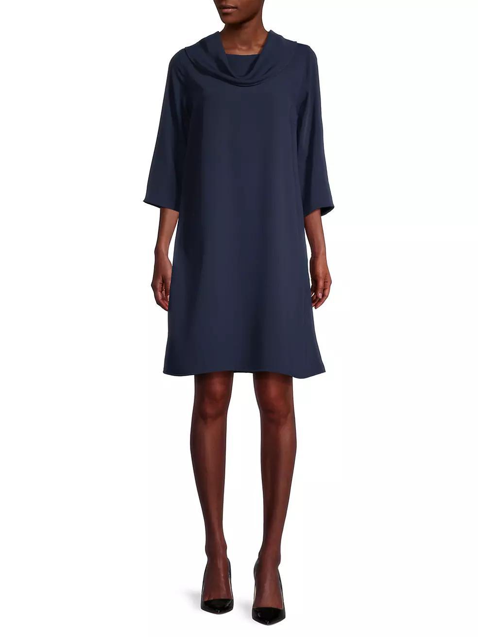 Cowlneck Crepe Shift Dress Product Image