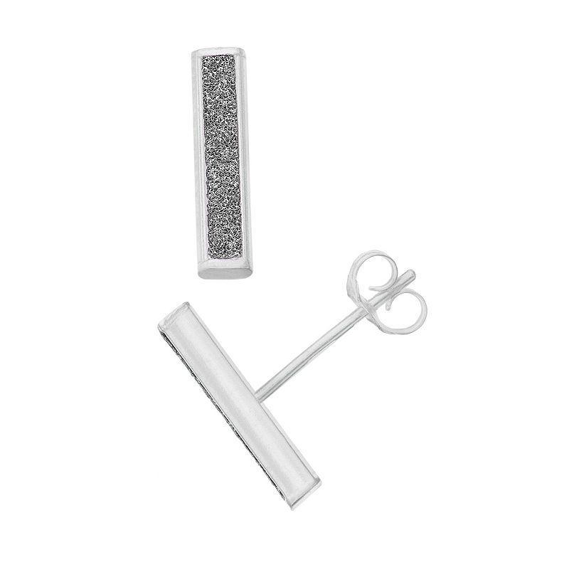 Aleure Precioso Sterling Silver Glitter Bar Post Earrings, Womens Product Image