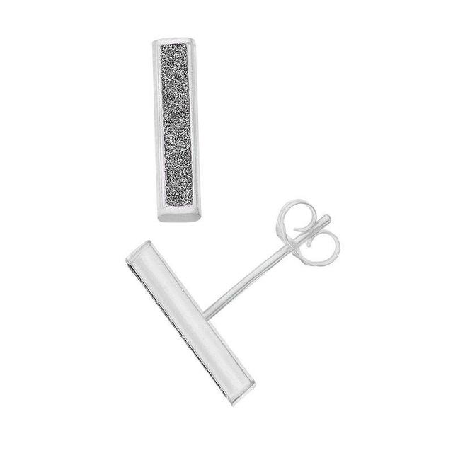 Aleure Precioso Sterling Silver Glitter Bar Post Earrings, Womens Product Image