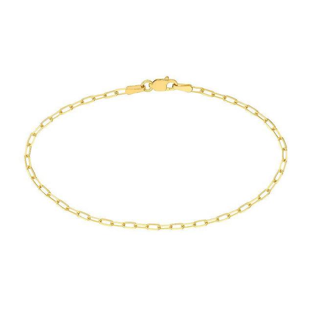 14k Gold 1.95 mm Textured Paper Clip Chain Bracelet, Womens Product Image