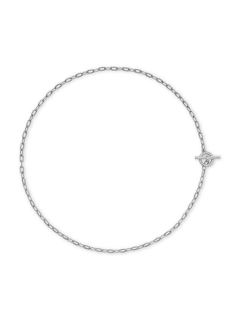 Womens DY Madison Pav Diamond Toggle Chain Necklace in Sterling Silver, 3MM Product Image