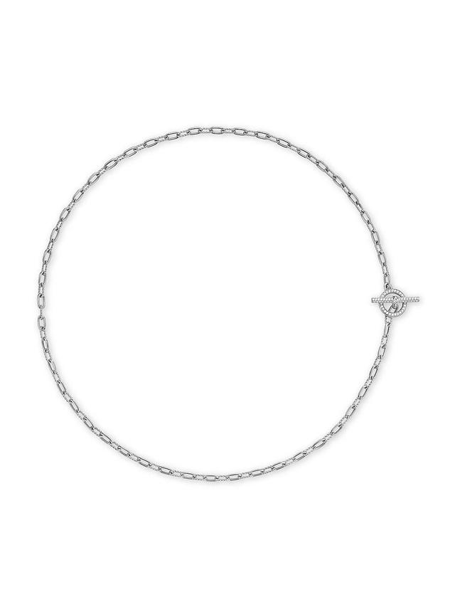 Womens DY Madison Pav Diamond Toggle Chain Necklace in Sterling Silver, 3MM Product Image