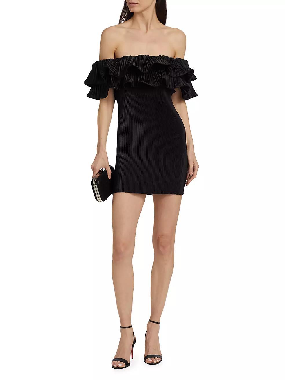 Off-The-Shoulder Pleated Minidress Product Image