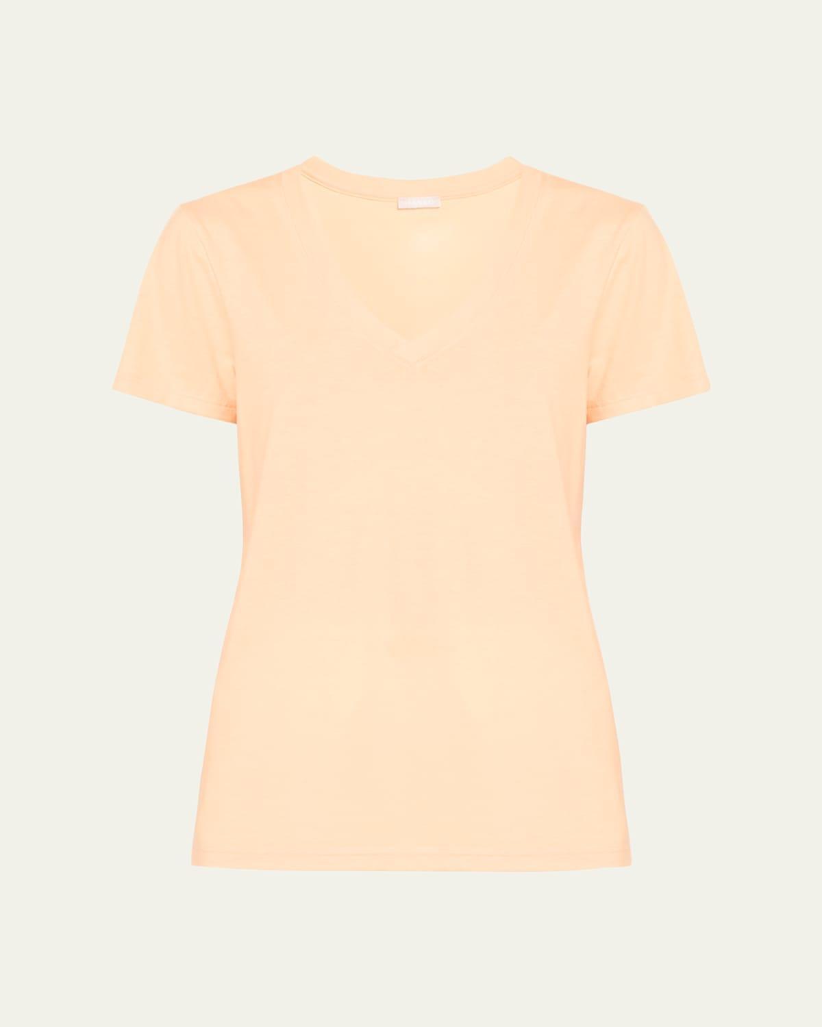 Hanro Sleep Lounge Short Sleeve V-Neck Shirt Women's T Shirt Product Image