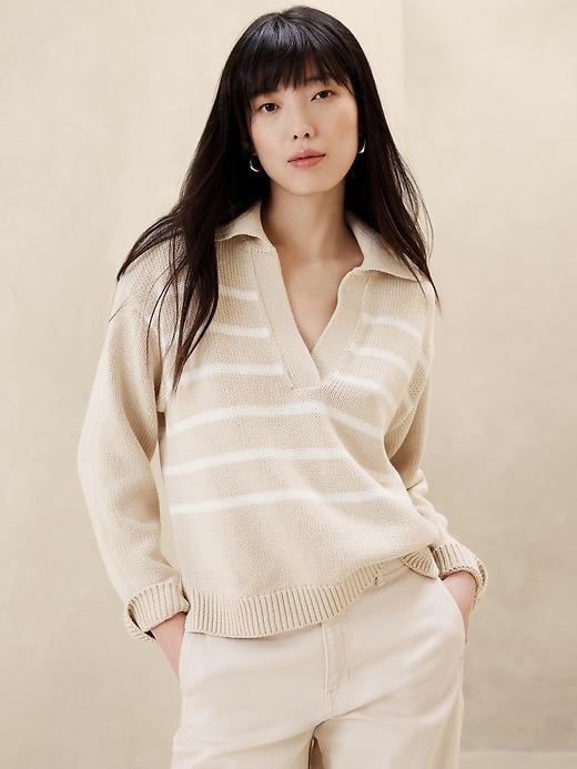 Textured Johnny-Collar Sweater Product Image