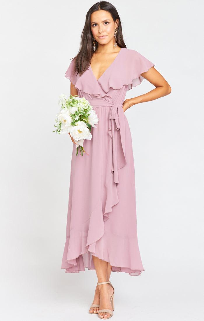 Jess Ruffle Midi Dress ~ Antique Rose Chiffon Product Image