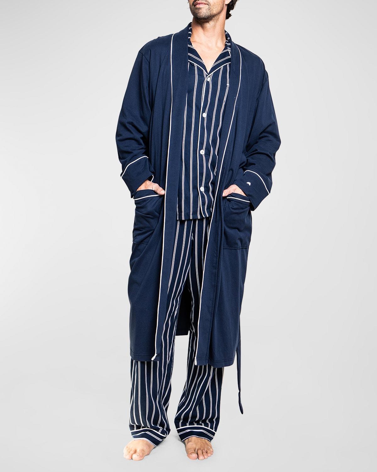 Mens Luxe Pima Cotton Navy Robe Product Image