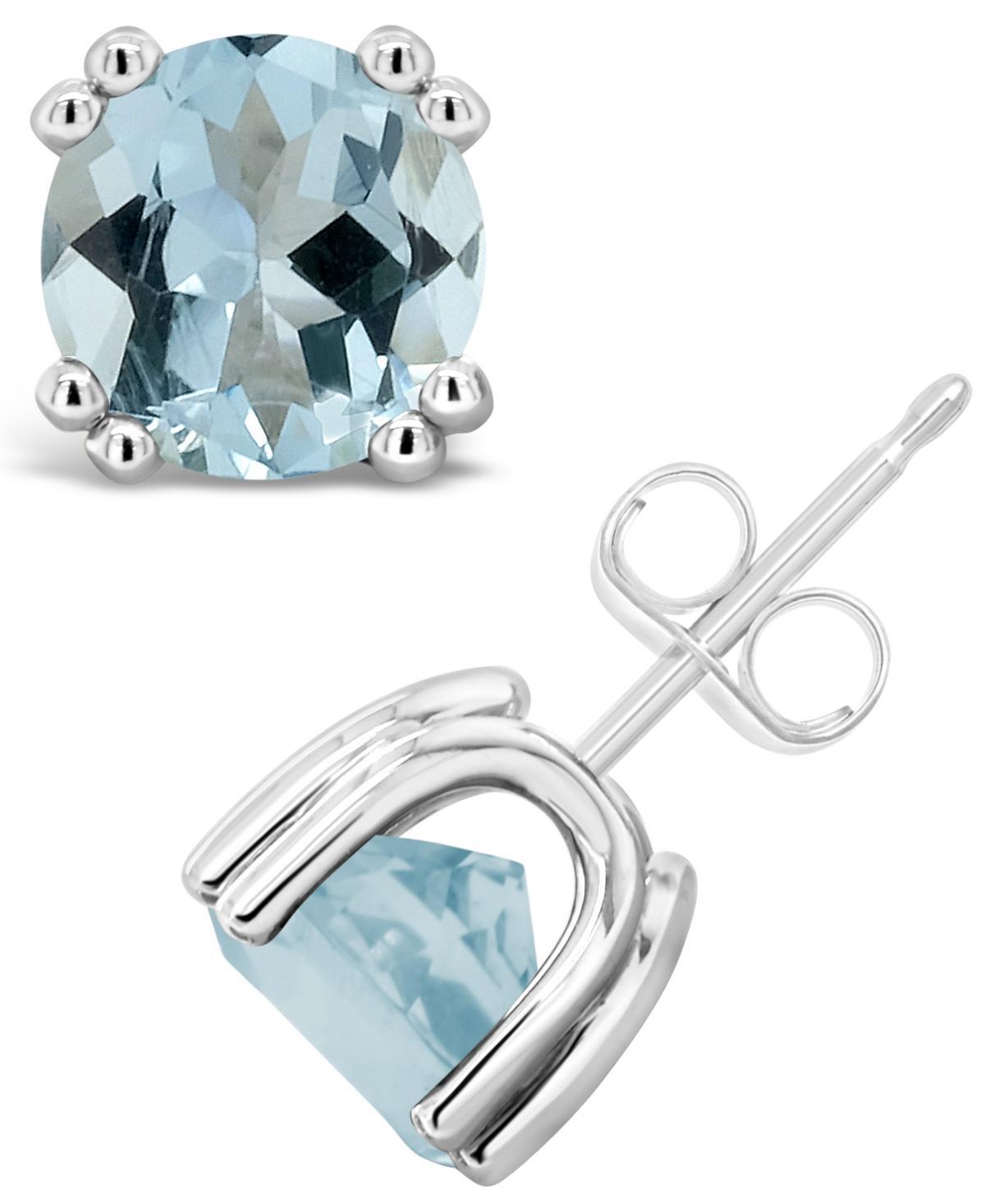 Celebration Gems Sterling Silver Aquamarine Stud Earrings, Womens, Blue Product Image